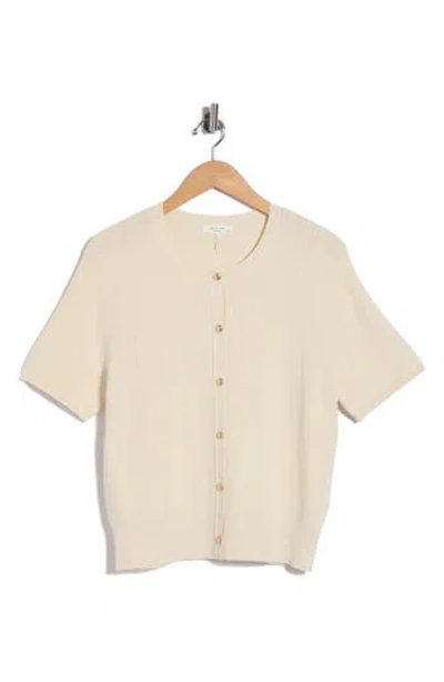 Rag & Bone Plaza Short Sleeve Crop Cardigan In White