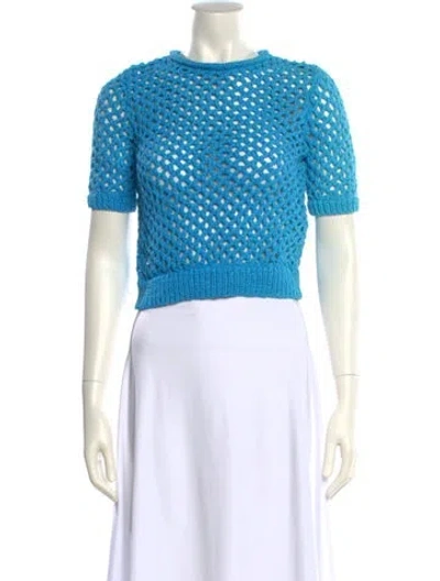 Pre-owned Rag & Bone Polka Dot Print Crew Neck Sweater In Blue