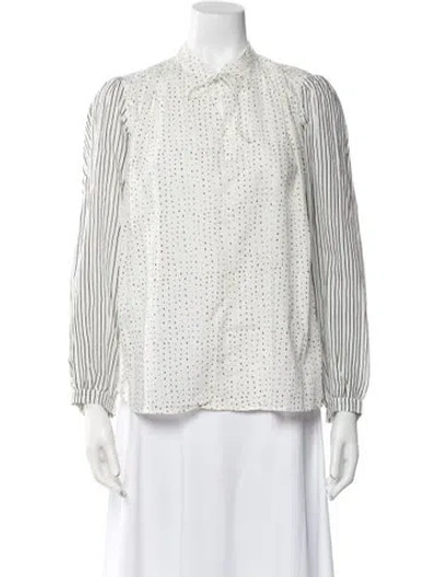 Pre-owned Rag & Bone Polka Dot Print Three-quarter Sleeve Button-up Top W/ Tags In Black