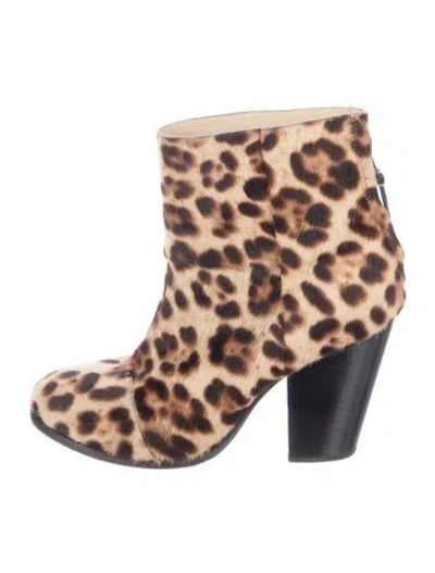 Pre-owned Rag & Bone Ponyhair Animal Print Boots In Brown