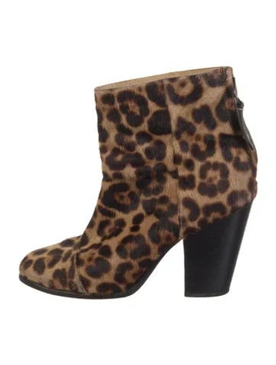 Pre-owned Rag & Bone Ponyhair Animal Print Boots In Neutral