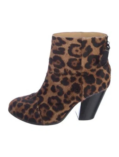 Pre-owned Rag & Bone Ponyhair Animal Print Boots In Neutral