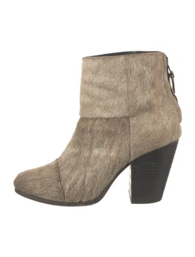Pre-owned Rag & Bone Ponyhair Animal Print Boots In Neutrals