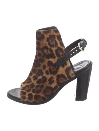 Pre-owned Rag & Bone Ponyhair Animal Print Slingback Sandals In Brown