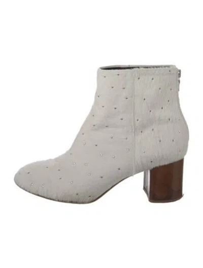 Pre-owned Rag & Bone Ponyhair Studded Accents Boots In White