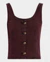Rag & Bone Poppy Button-front Denim Tank Top In Brown