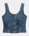 Rag & Bone Poppy Button-front Denim Top In Blue