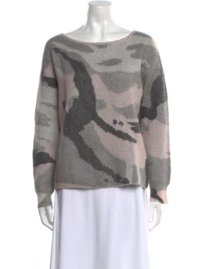 Pre-owned Rag & Bone Printed Bateau Neckline Sweater In Gray