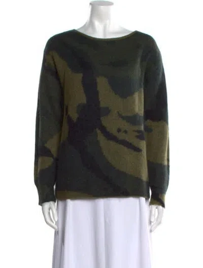 Pre-owned Rag & Bone Printed Bateau Neckline Sweater In Green