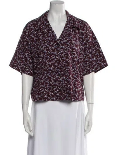 Pre-owned Rag & Bone Printed Cowl Neck Crop Top W/ Tags In Burgundy