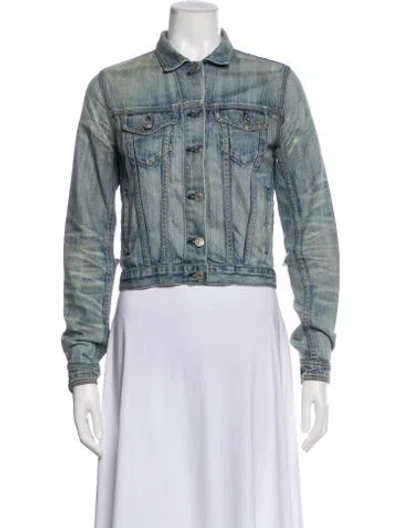 Pre-owned Rag & Bone Printed Denim Jacket In Blue