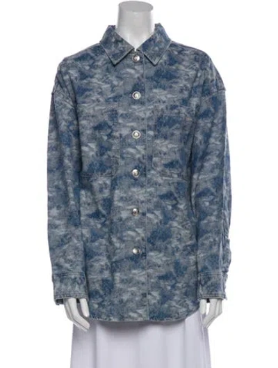 Pre-owned Rag & Bone Printed Denim Jacket W/ Tags In Blue