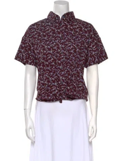 Pre-owned Rag & Bone Printed Mock Neck Crop Top W/ Tags In Burgundy