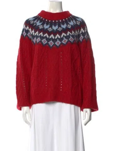 Pre-owned Rag & Bone Printed Mock Neck Sweater In Red