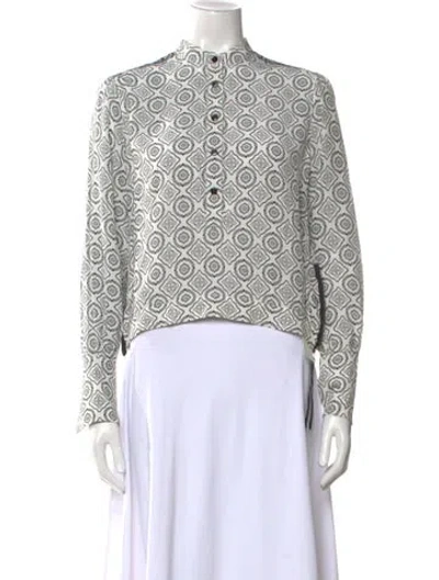 Pre-owned Rag & Bone Printed Mock Neck Sweater In White