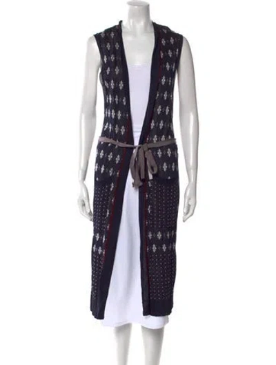 Pre-owned Rag & Bone Printed Open Front Sweater In Blue