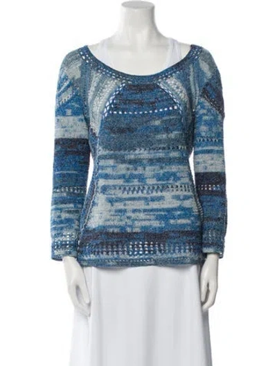 Pre-owned Rag & Bone Printed Scoop Neck Sweater In Blue