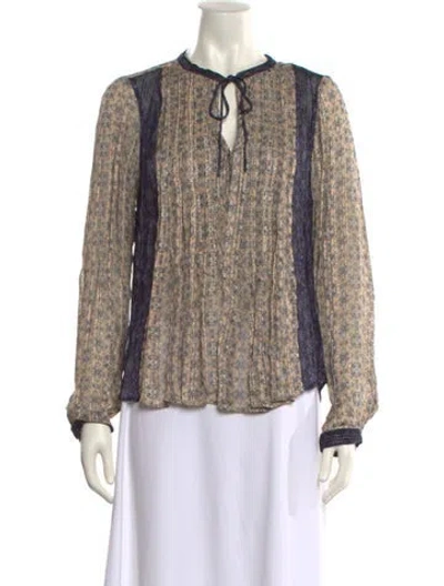 Pre-owned Rag & Bone Printed Tie Neck Blouse W/ Tags