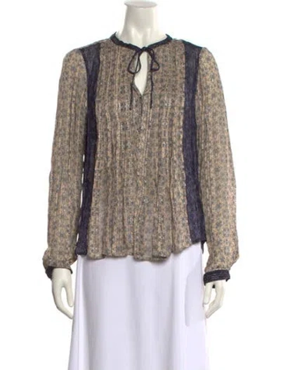 Pre-owned Rag & Bone Printed Tie Neck Blouse W/ Tags