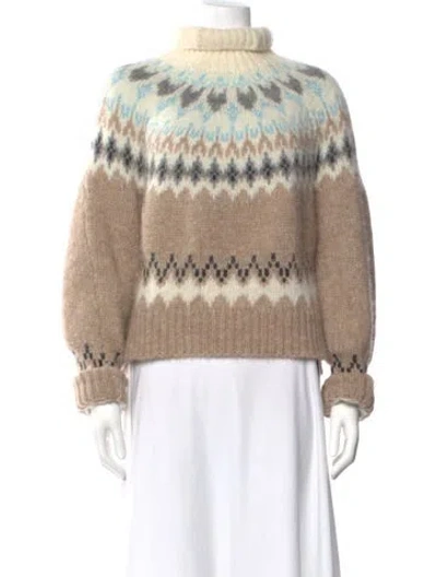 Pre-owned Rag & Bone Printed Turtleneck Sweater In Brown