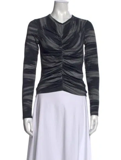 Pre-owned Rag & Bone Printed V-neck Sweater In Black