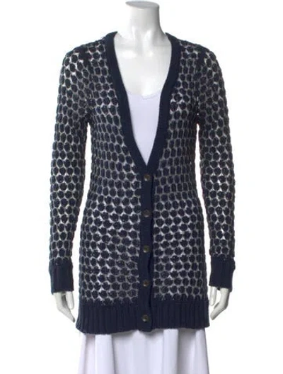 Pre-owned Rag & Bone Printed V-neck Sweater In Blue