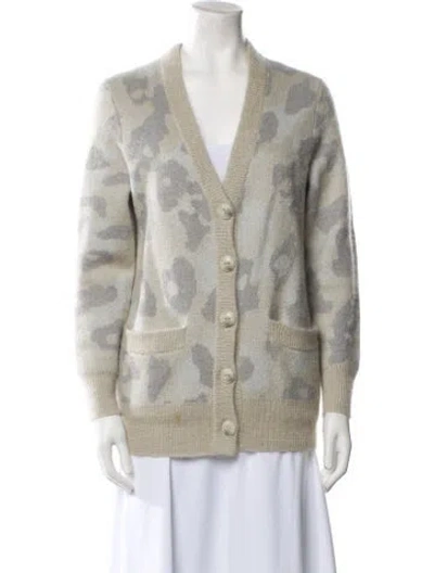 Pre-owned Rag & Bone Printed V-neck Sweater In Blue