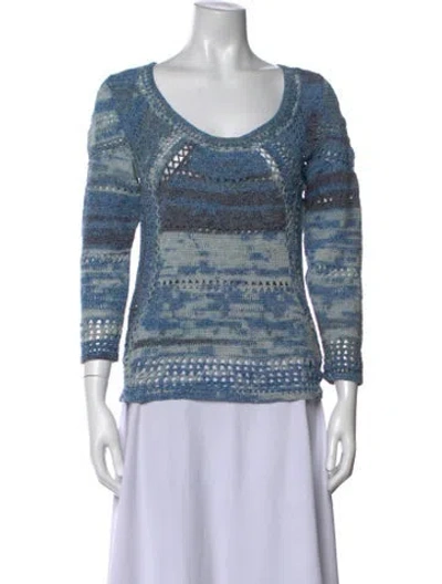 Pre-owned Rag & Bone Printed V-neck Sweater In Blue