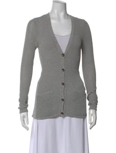 Pre-owned Rag & Bone Printed V-neck Sweater In Gray
