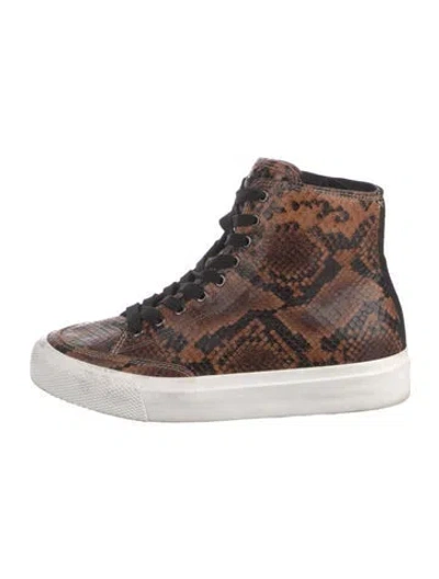 Pre-owned Rag & Bone Python Animal Print Sneakers In Brown