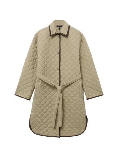 Rag & Bone Quilted Tie Coat In Green