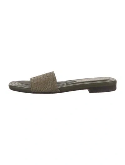 Pre-owned Rag & Bone Raffia Slides In Green
