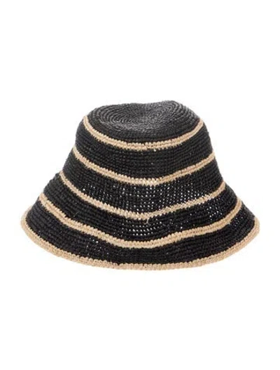 Pre-owned Rag & Bone Raffia Striped Sun Hat In Black