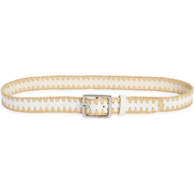 RAG & BONE RAG & BONE RAFFIA TRIM BOYFRIEND LEATHER BELT