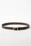 Rag & Bone Raffia Trim Boyfriend Leather Belt In Brown