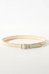 Rag & Bone Raffia Trim Boyfriend Leather Belt In Nude