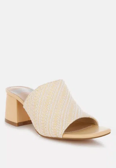 Rag & Bone Rag & Co Morgana Sandals Women'sbeige Raffia Square Toe Block Heel Htat1462 In Brown