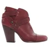 Rag & Bone Rag Bone Harrow Leather Stud Harness Block Heel Ankle Boots In Red