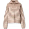 Rag & Bone Raven Stripe Wool & Cashmere Quarter Zip Sweater In Brown