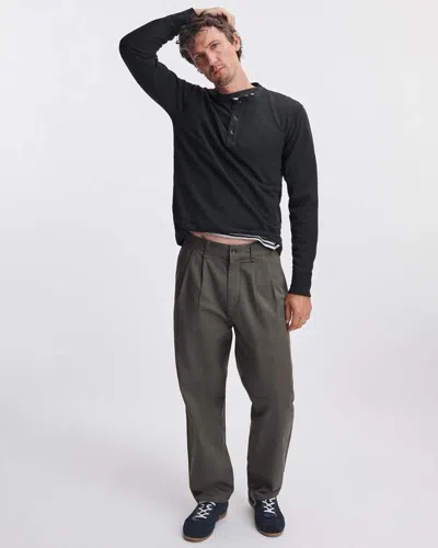 Rag & Bone Rb Baggy Twill Pleated Chino In Dark Green