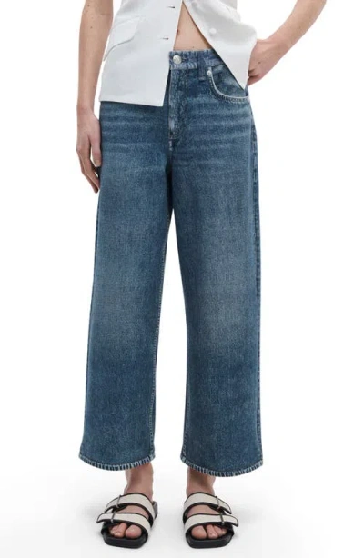 Rag & Bone Rb Miramar Andi Ankle Wide Leg Cotton Terry Sweatpant Jeans In Blue
