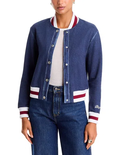 Rag & Bone Rb Miramar Cotton Terry Collegiate Bomber Jacket In Blue