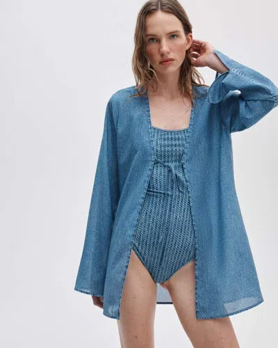 Rag & Bone Rb Miramar Crinkled Swim Cover-up Top In Blue