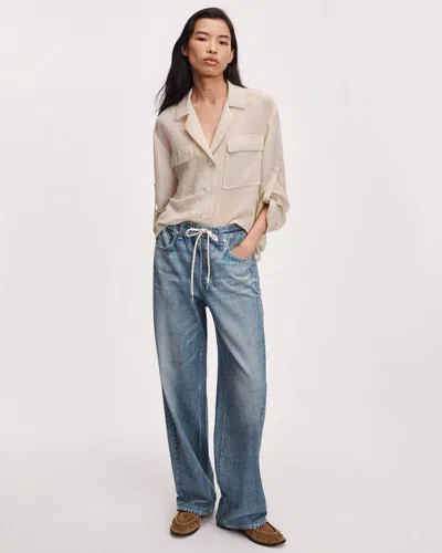 Rag & Bone Rb Miramar Drawstring Wide-leg Pant In Blue