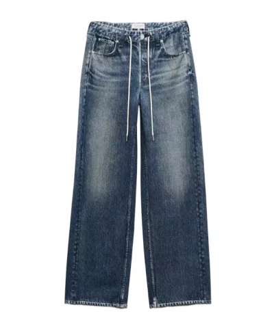 Rag & Bone Rb Miramar Drawstring Wide-leg Pant In Blue