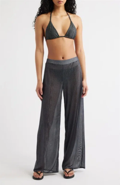 Rag & Bone Rb Miramar Mesh Wide Leg Cover-up Pants In Black