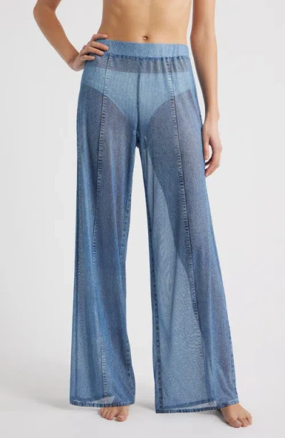 Rag & Bone Rb Miramar Mesh Wide Leg Cover-up Pants In Blue