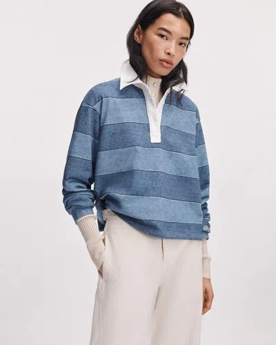 Rag & Bone Rb Miramar Rugby Polo In Indigo Stripe