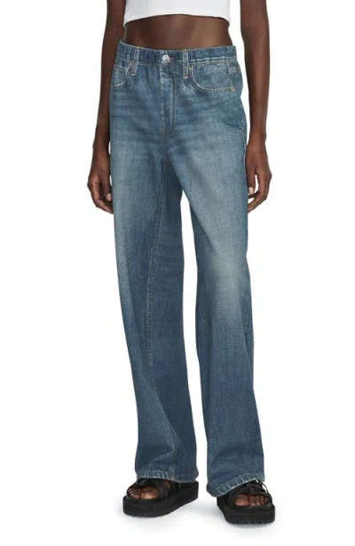 Rag & Bone Rb Miramar Shea Relaxed Straight Leg Cotton Terry Sweatpant Jeans In Blue