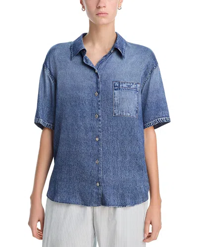Rag & Bone Rb Miramar Short Sleeve Connie Shirt In Blue